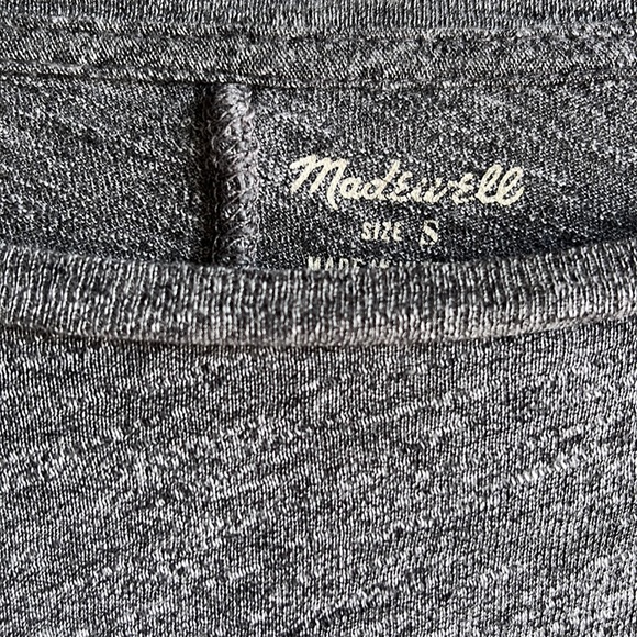 Madewell, Long Sleeve Heather Grey Tee with Split Side Seams, Size S - Picture 2 of 4